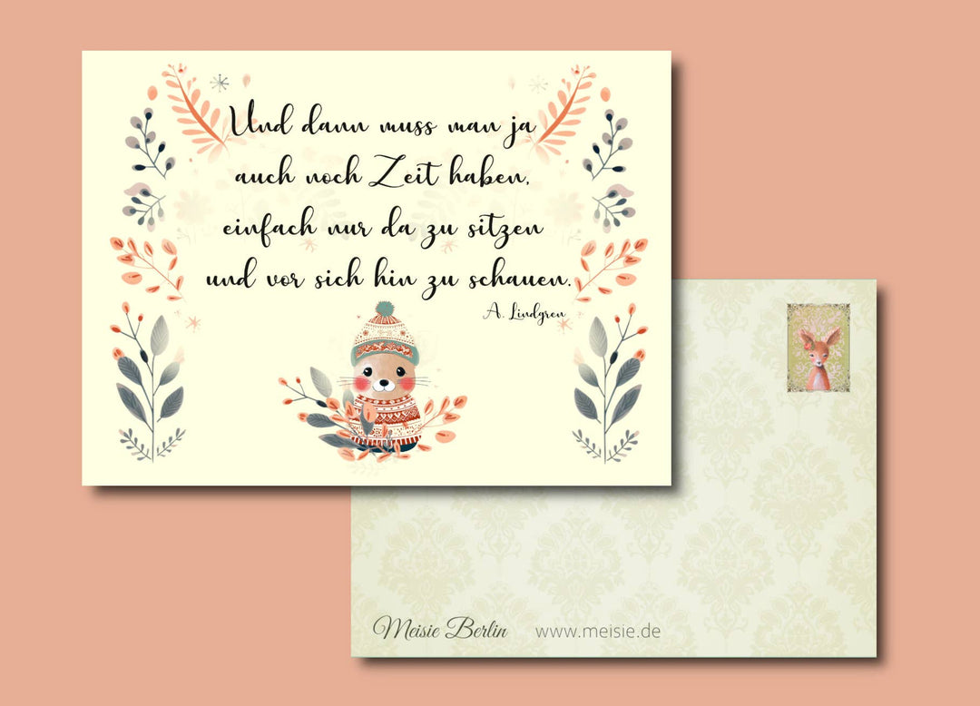 Grusskarte - Zeit haben Astrid Lindgren