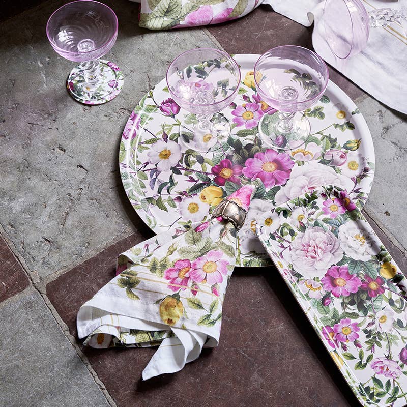 Rundes Serviertablett Ø38 cm mit Rosenmotiv