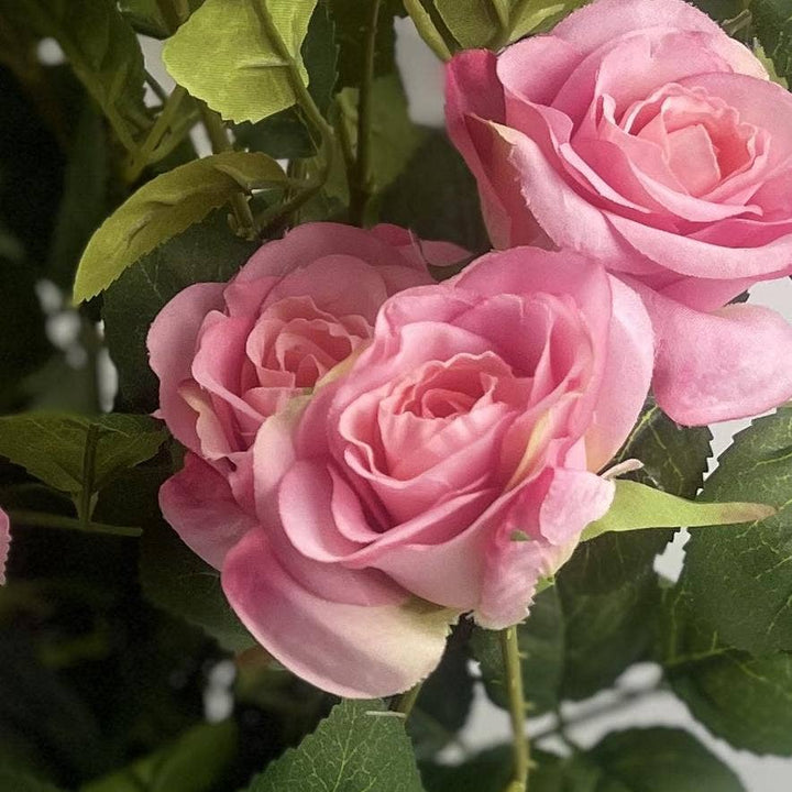 Künstlicher Rosenstrauch Rosa – 60 cm | Premium Seidenblüten