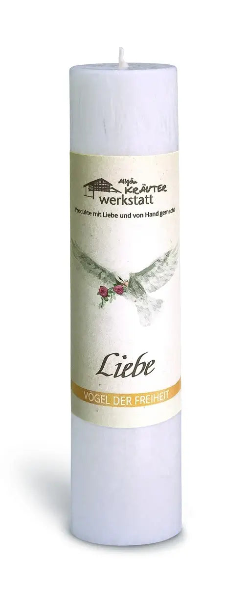 Allgäuer Heilkräuter-Kerze Liebe – Rose & Weissdorn, Herzchakra (40h)