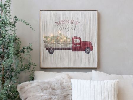 Nostalgisches Bild mit Lastwagen und LED-Weihnachtsbäumen