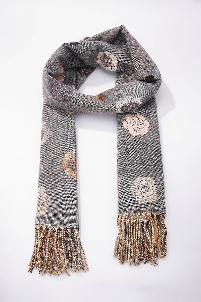 Wendbarer Wollschal mit Blumenmuster – Eleganter Schal für Herbst & Winter