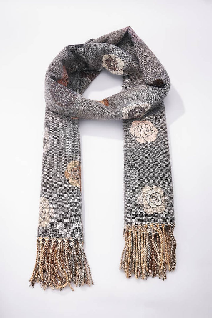 Wendbarer Wollschal mit Blumenmuster – Eleganter Schal für Herbst & Winter