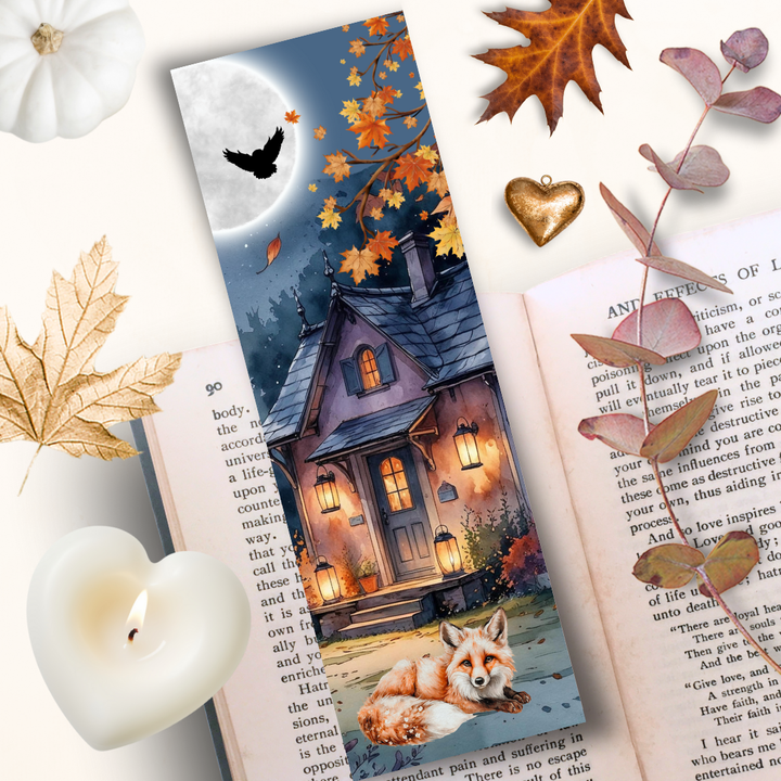 Lesezeichen -  Der Fuchs und das Herrenhaus im Mondnebel