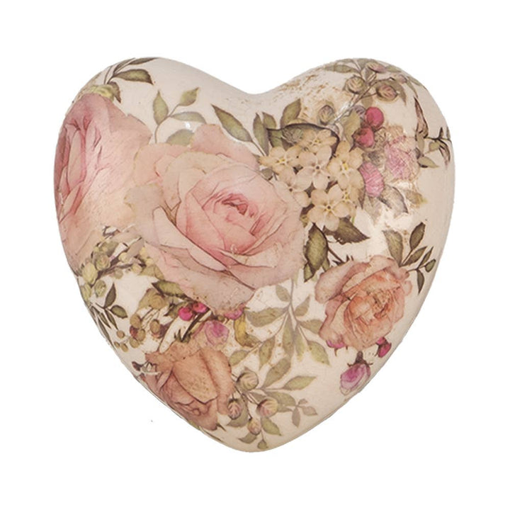 Dekoration Herz aus Keramik Rosenprint  – 11 × 11 × 4 cm