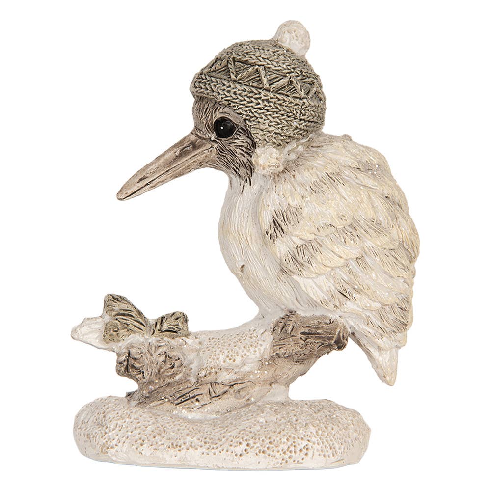 Dekorativer Wintervogel beige 8×5×8 cm – Weihnachts‑Wohnaccessoire