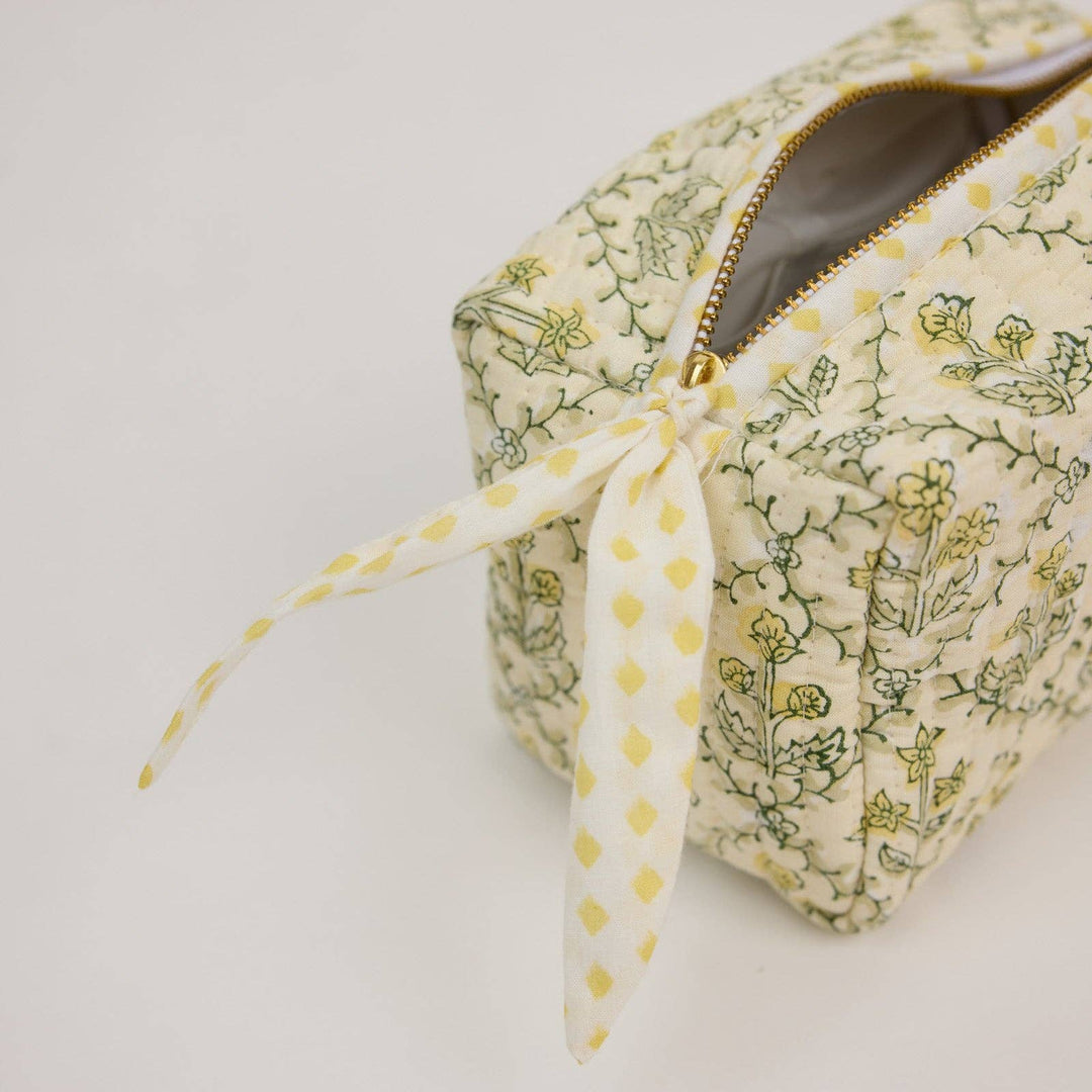 Kosmetiktasche Blumenraster -  Buttercreme  Bio-Baumwolle