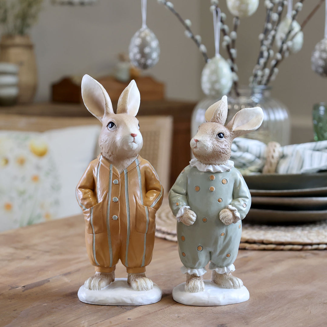 Hasen-Paar im Pyjama – Set aus 2  Figuren