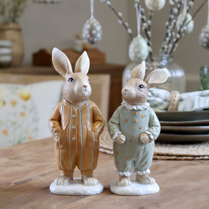 Hasen-Paar im Pyjama – Set aus 2  Figuren