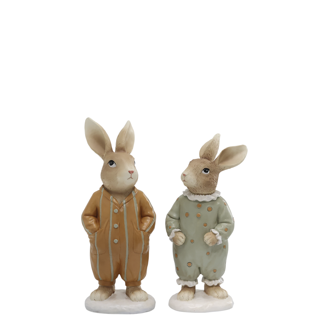 Hasen-Paar im Pyjama – Set aus 2  Figuren