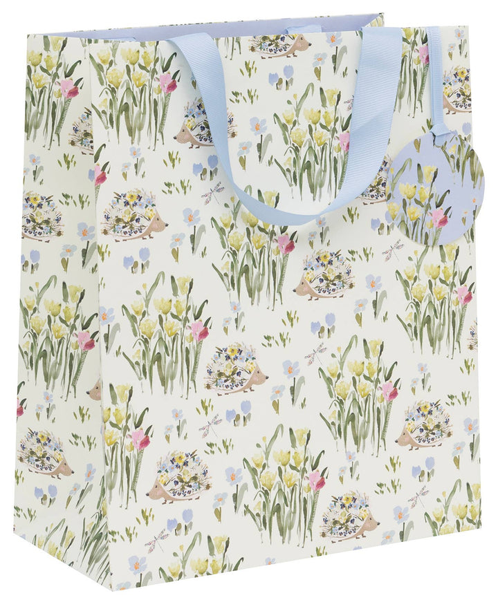 Geschenktasche Igel in Blumenwiese Motiv – charmant und stilvoll verpacken