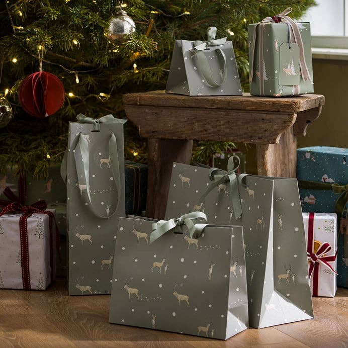 Flaschengeschenktasche - Weihnachts-Hirsche