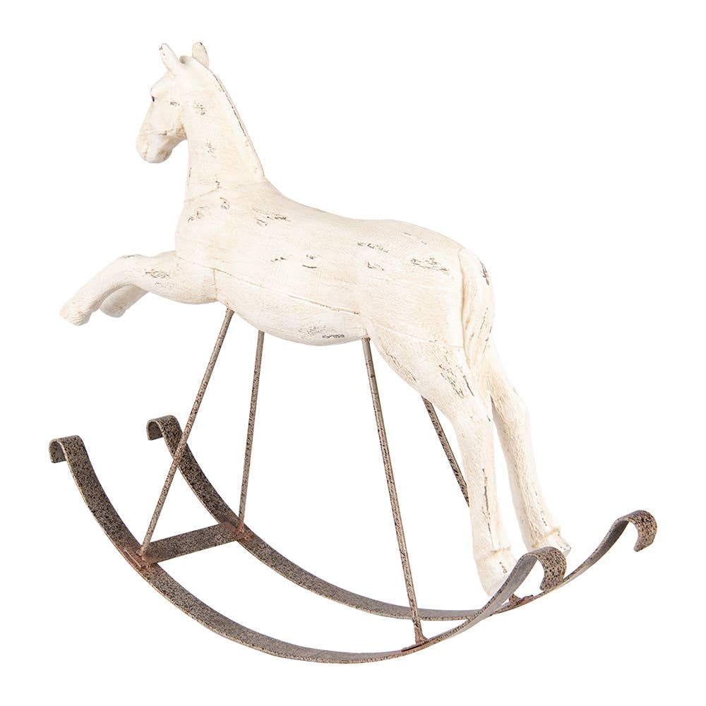 Dekorative Figur Schaukelpferd 61x15x51 cm Weiß