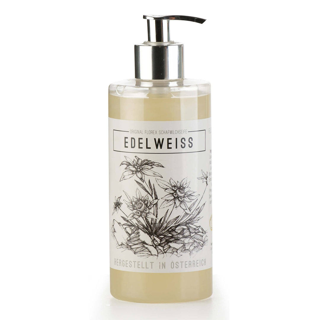 Florex Flüssige Schafmilchseife Edelweiss – Sanfte Handreinigung mit alpinem Frischeduft