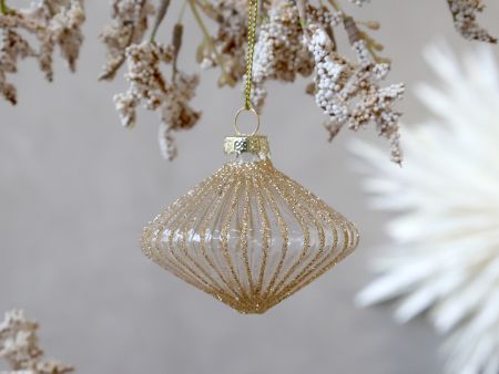 Handgemalte Weihnachtskugel mit Goldglitzerstreifen – Durchsichtig/Klar