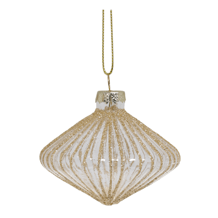 Handgemalte Weihnachtskugel mit Goldglitzerstreifen – Durchsichtig/Klar