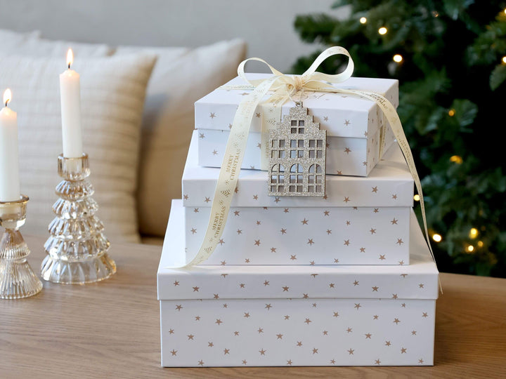 Geschenkbox Set 3er mit Sternendruck – Festliche Verpackung für Geschenke