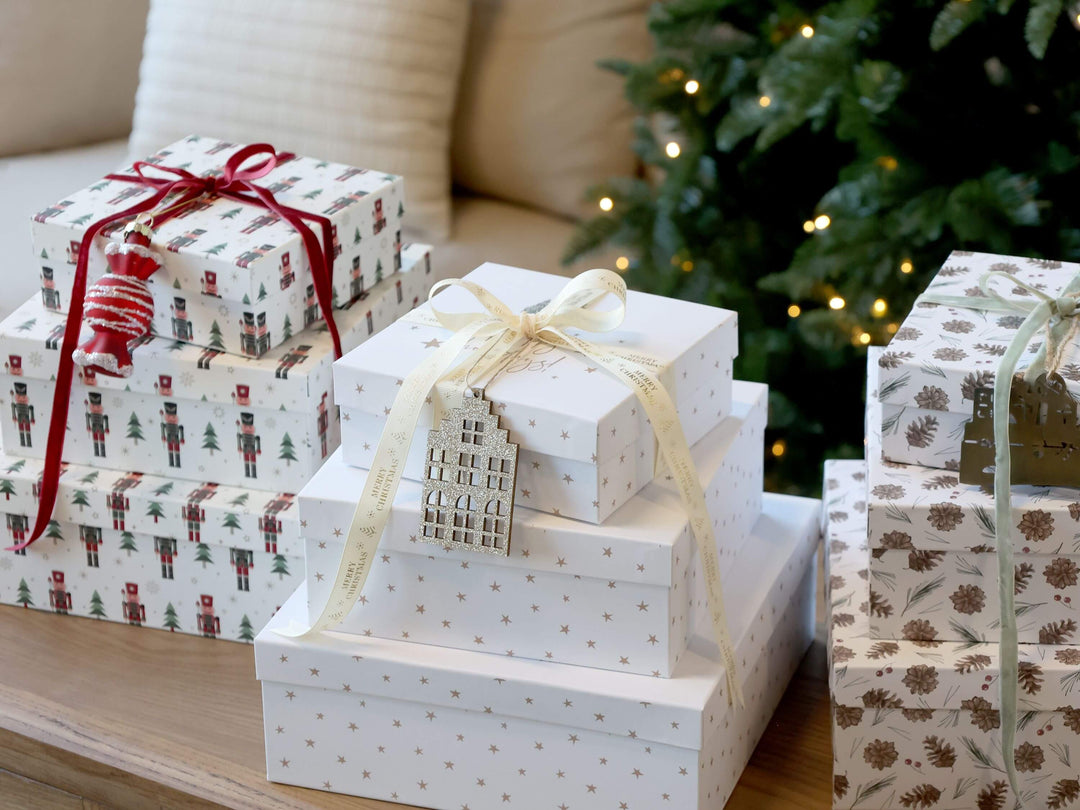 Geschenkbox Set 3er mit Sternendruck – Festliche Verpackung für Geschenke