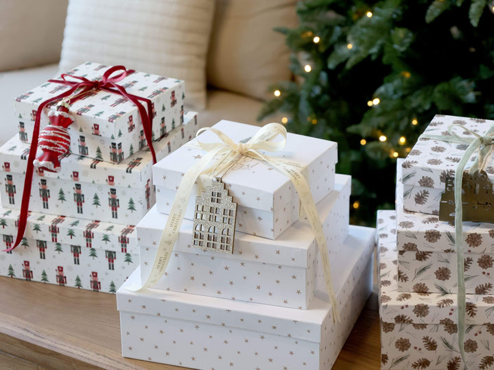 Geschenkbox Set 3er mit Sternendruck – Festliche Verpackung für Geschenke