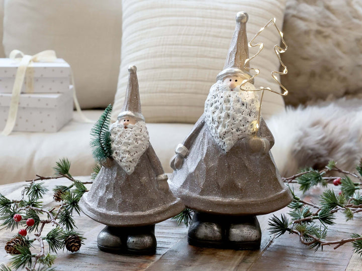 Weihnachtsmann mit LED Baum -  Set von 2