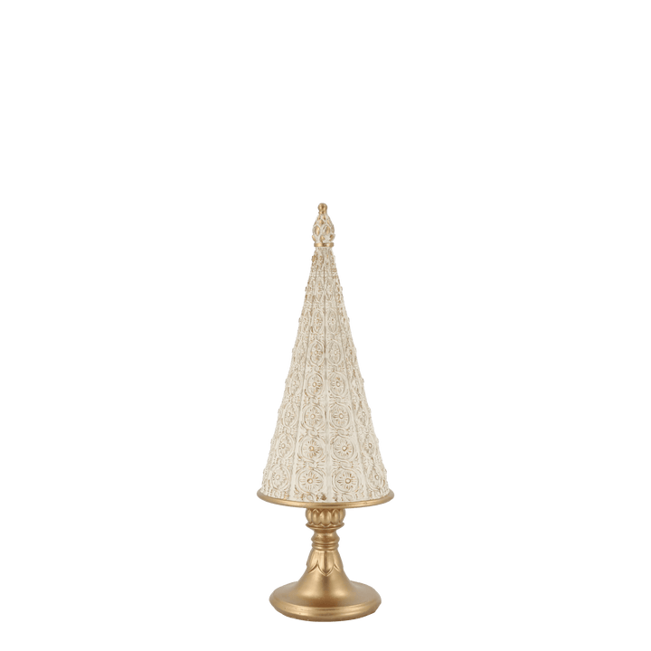 Weihnachtsbaum Noel – Handbemalte Dekoration in Antique Creme mit Goldnuancen, 32 cm | Festliche Weihnachtsdeko