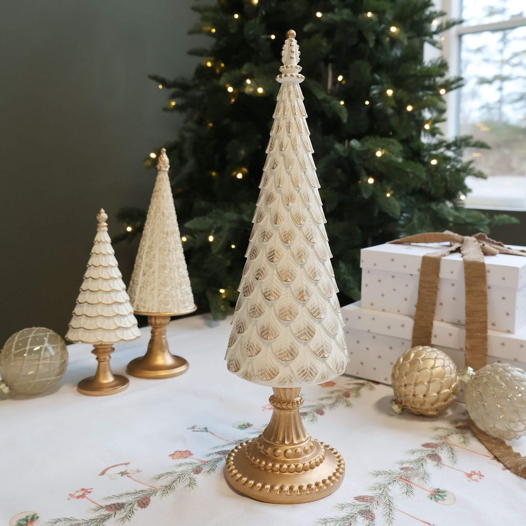 Weihnachtsbaum Noel – Handbemalt in Creme & Gold, 42 cm