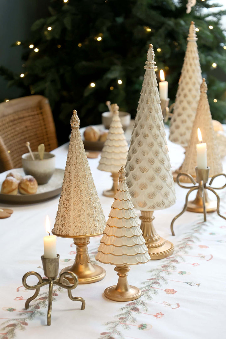 Weihnachtsbaum Noel – Handbemalt in Creme & Gold, 42 cm