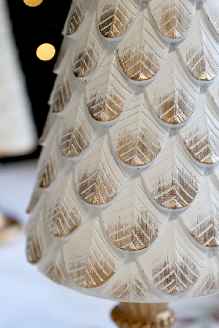 Weihnachtsbaum Noel – Handbemalt in Creme & Gold, 42 cm