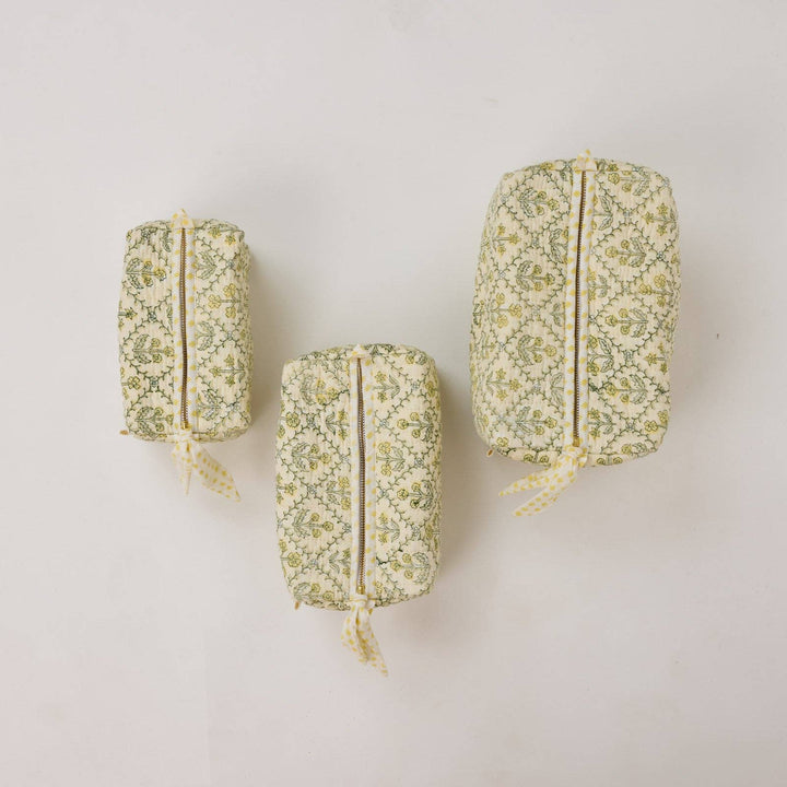 Kosmetiktasche Blumenraster -  Buttercreme  Bio-Baumwolle