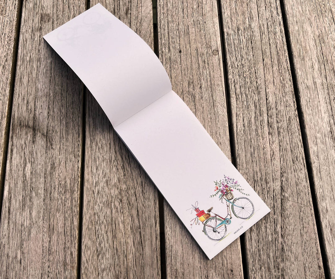 Notizblock  - Buntes Blumenfahrrad
