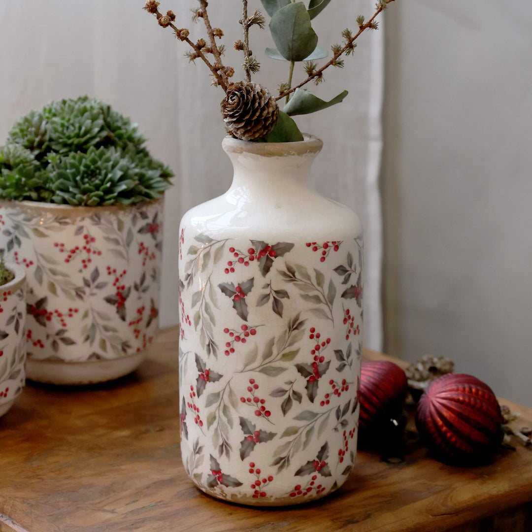 Vase à fleurs - motif hivernal