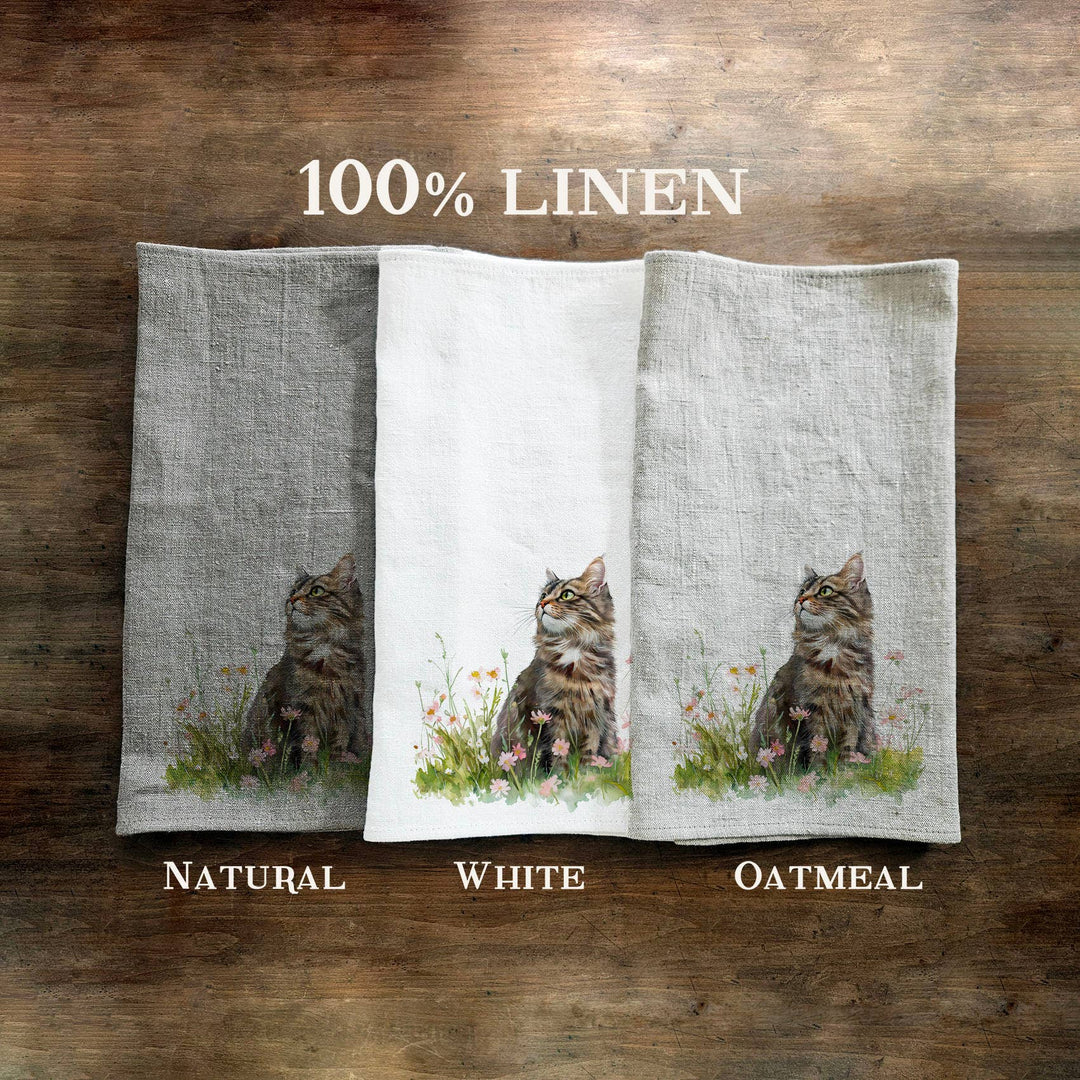 Leinen Geschirrtuch - Katze