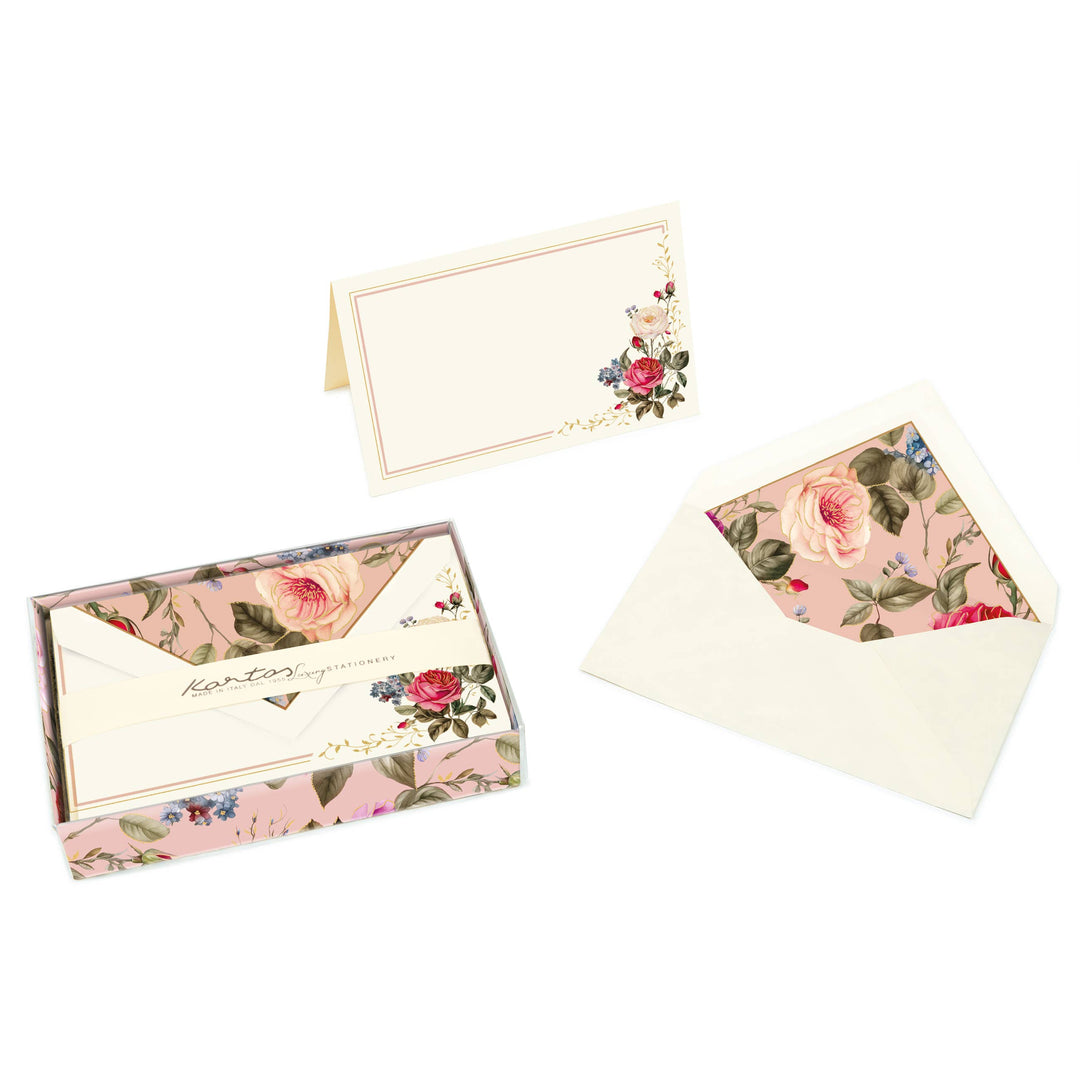 Geschenkbox Doppelkarten & Umschlägen – Rosenmotiv Goldveredelung