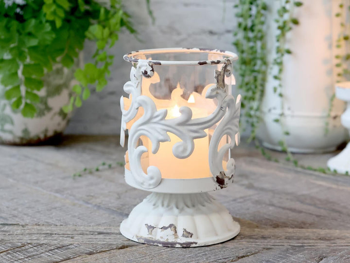 Windlicht mit Dekor - Shabby Chic