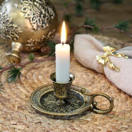 Antik Messing Kammerleuchter – Zinn Kerzenständer im Vintage Stil – terreetbois