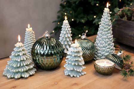 Bougie - Sapin de Noël à paillettes 12,5 cm