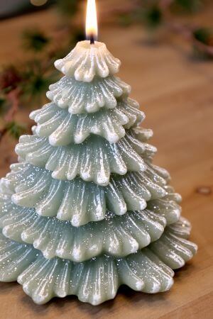 Bougie - Sapin de Noël à paillettes 12,5 cm