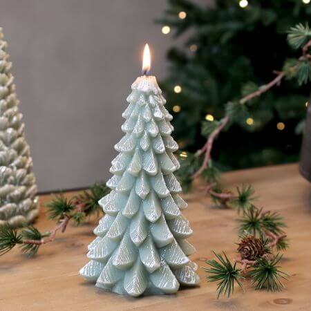 Bougie - Sapin de Noël à paillettes 18cm