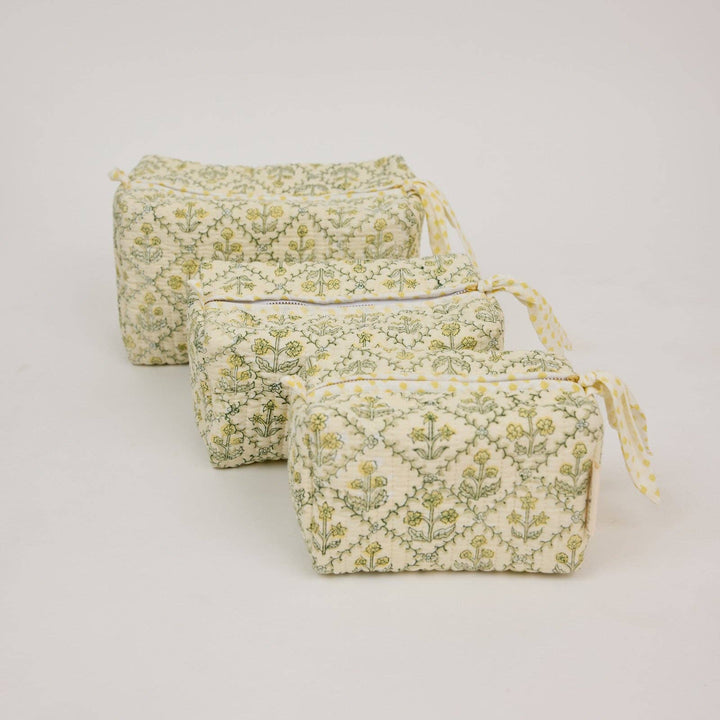 Kosmetiktasche Blumenraster -  Buttercreme  Bio-Baumwolle