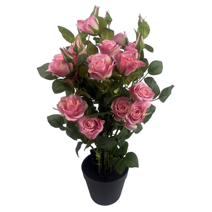 Künstlicher Rosenstrauch Rosa – 60 cm | Premium Seidenblüten