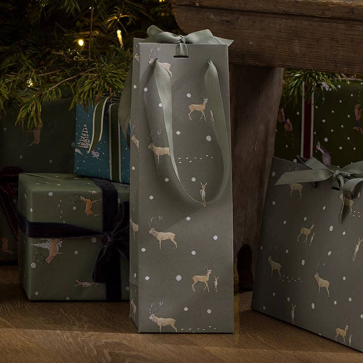 Flaschengeschenktasche - Weihnachts-Hirsche