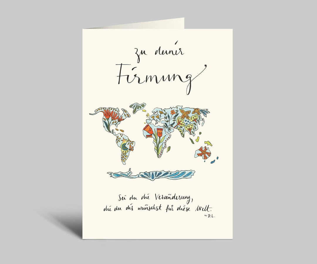Karte zur Firmung - Bunte Weltkarte