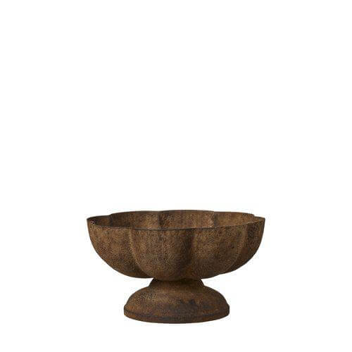 Kleine Pflanzschale auf Sockel - Rostfarben  Eisen Ø 15 cm