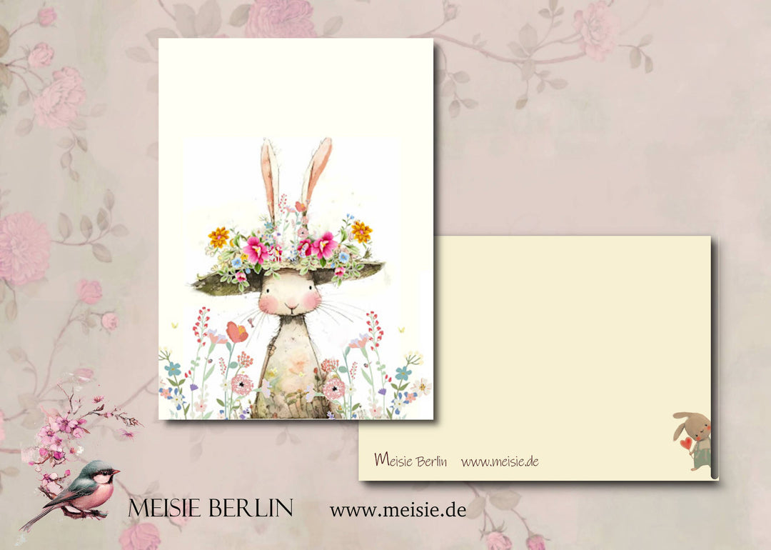 Osterkarte  - Hasendame im Frühling