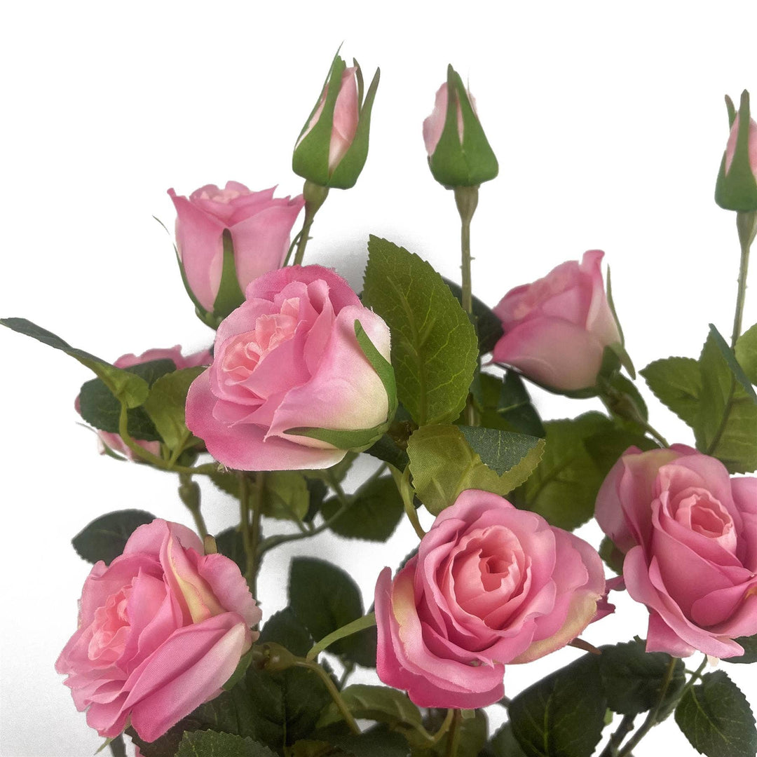 Künstlicher Rosenstrauch Rosa – 60 cm | Premium Seidenblüten