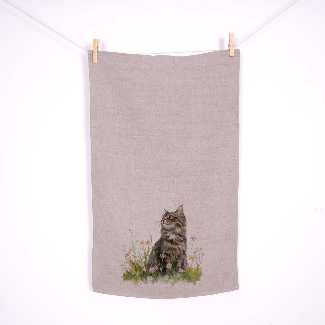 Leinen Geschirrtuch - Katze