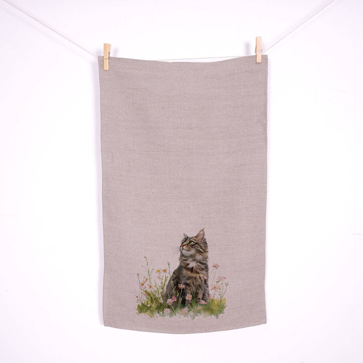 Leinen Geschirrtuch - Katze