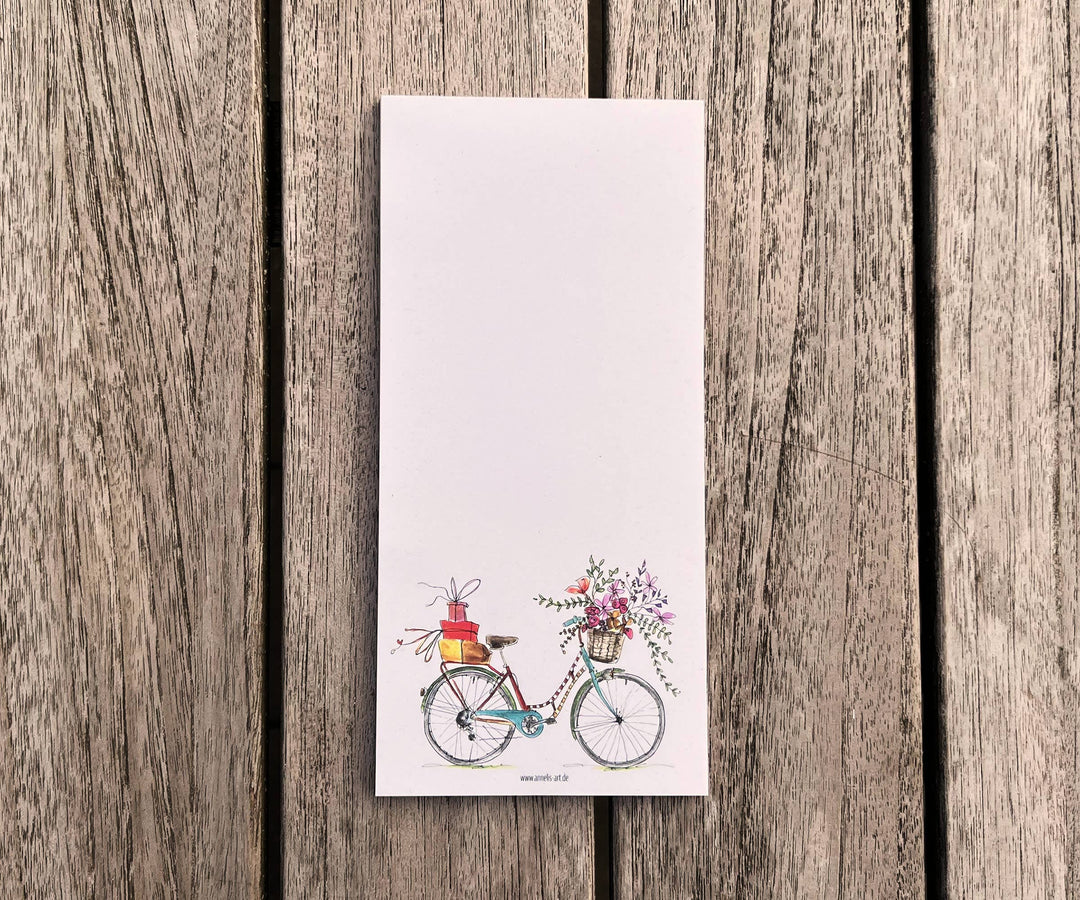 Notizblock  - Buntes Blumenfahrrad