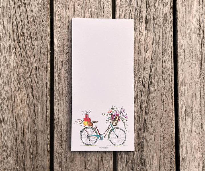 Notizblock  - Buntes Blumenfahrrad