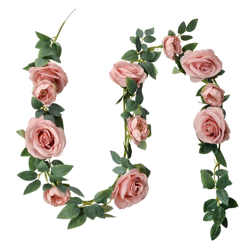 Künstliche Blumengirlande Rosa & Grün – 150 cm
